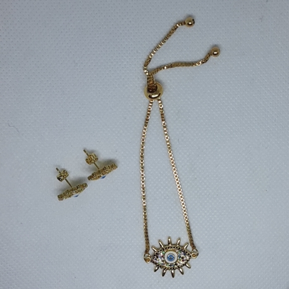 The evil eye earrings and bracelet - Picture 2 of 2
